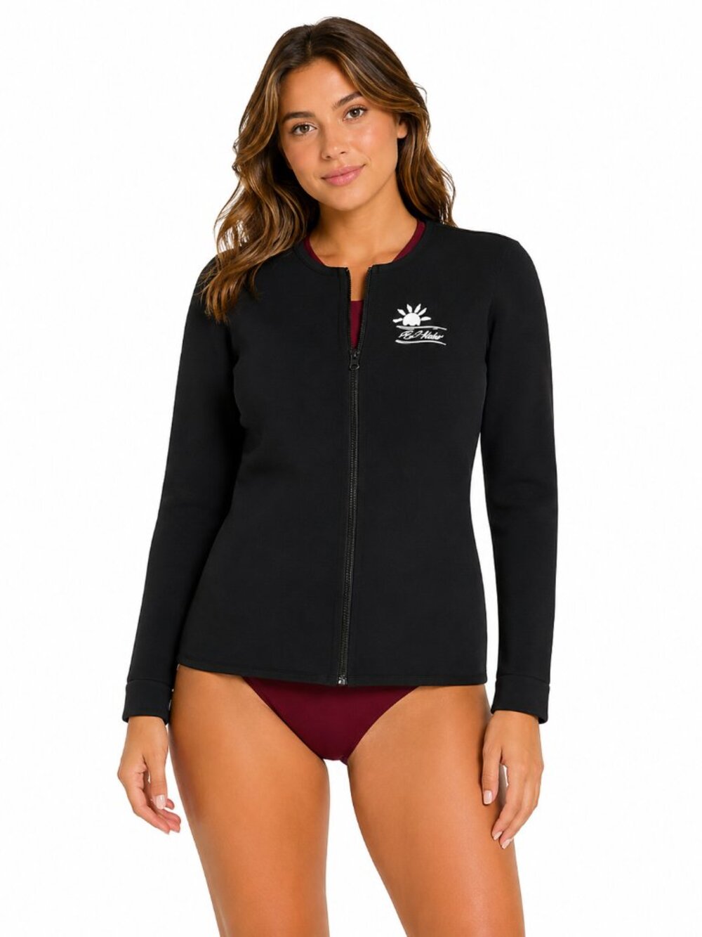 H2O Women's Black Zip-Front Neoprene Swim Jacket Wetsuit Style Size Large